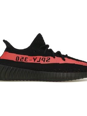 Yeezy 350 Boost black with red stripe
